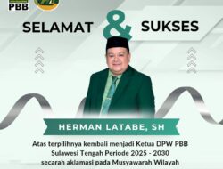 Herman Latabe Kembali Pimpin PBB Sulteng