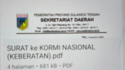 Pemprov Sulteng Secara Resmi Ajukan Keberatan atas Pencabutan Status Tuan Rumah FORNAS IX Tahun 2027
