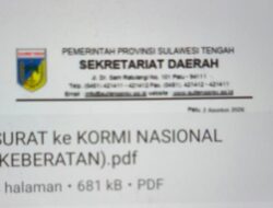 Pemprov Sulteng Secara Resmi Ajukan Keberatan atas Pencabutan Status Tuan Rumah FORNAS IX Tahun 2027